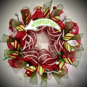 Grinch Christmas wreath XL 22 inch handmade grinch decorations Whoville